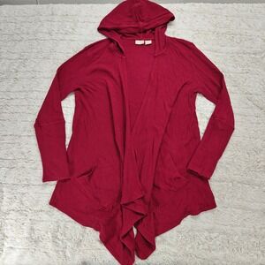 Chicos Zenergy Hooded Cardigan Womens 0P Waffle Knit‎ Open Front Indie Normcore